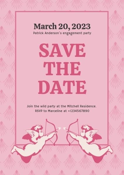 save the date, marriage, marry, Cupid Invitation Template
