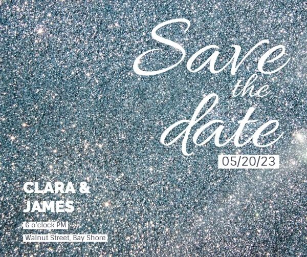 wedding, event, party, Silver Glitter Save The Date Invitation Facebook Post Template