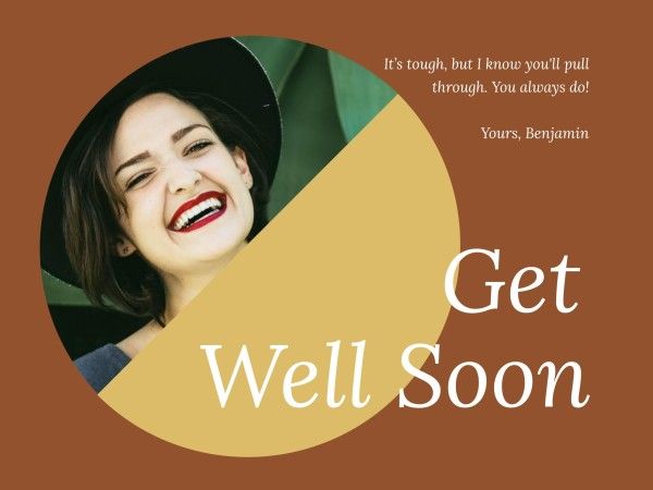 date, care, love, Brown Get Well Soon Card Template