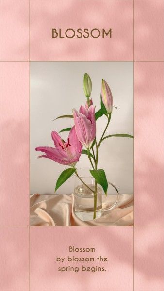 photo collage, flower, Pink Simple Modern Spring Blossom Instagram Story Template