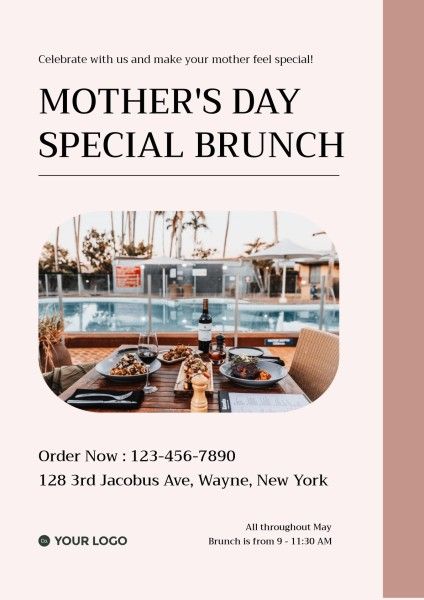 promotion, promo, mothers day, Pink Special Brunch Mother's Day Sale Poster Template
