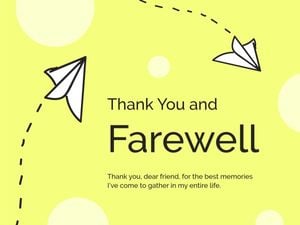 thank you, goodbye, wishes, Yellow Farewell Card Template