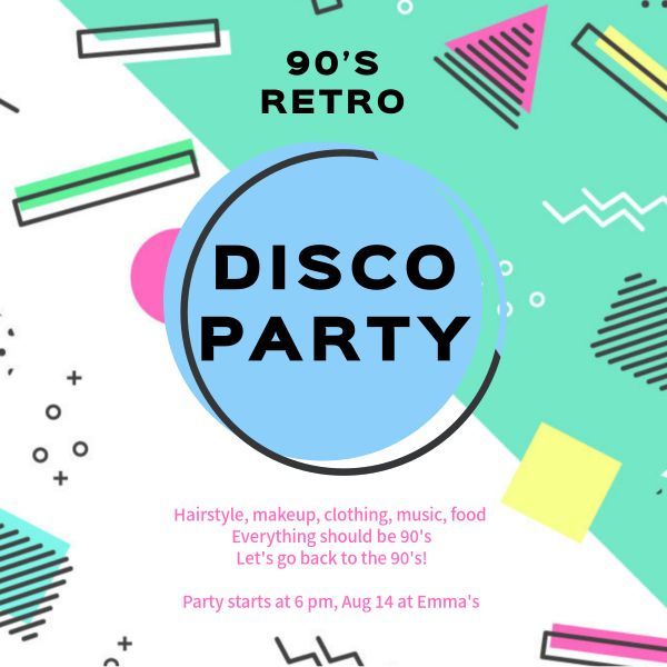 event, 聚会, 派对, Retro Disco Party Invitation Instagram Post Template