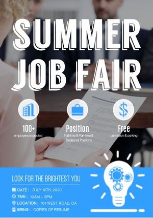 summer job fairs, recruitment, job fairs, Summer Job Fair Poster Poster Template