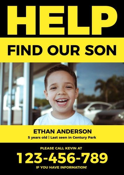 Yellow Find Our Son Poster