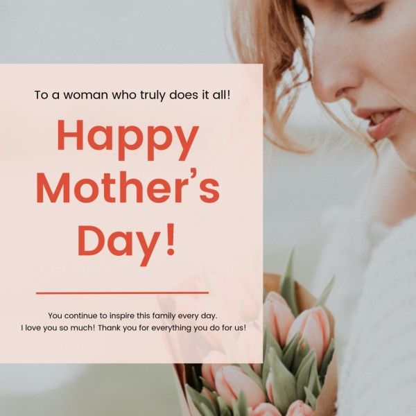 mothers day, love, mom, White Happy Mother's Day Instagram Post Template