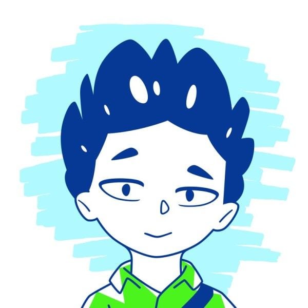 anime, character, teenager, Blue Animated Cute Boy Discord Profile Picture Avatar Template