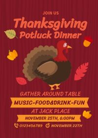 holiday, vacation, birthday, Thanksgiving Potluck Dinner Invitation Template