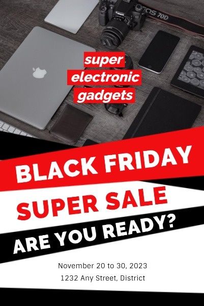 cyber monday, eletronics, retail, Black Friday Gadget Super Sale Pinterest Post Template