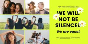 girl, woman, girl power, Green Speaking For Women's Right Collage Twitter Post Template