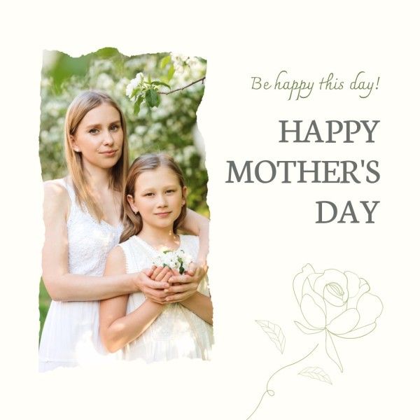 mothers day, mother day, greeting, Green And Beige Delicate Flowers Mother's Day Instagram Post Template