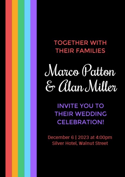 Black Rainbow Wedding Invite Invitation