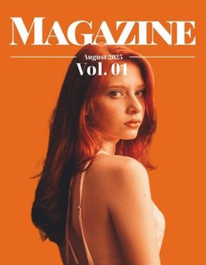 woman, girl, beauty, Orange Simple Portrait Magazine Cover Template