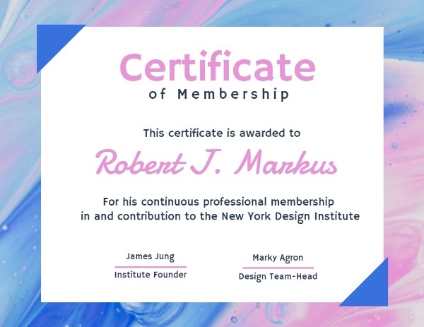 Online Marbling Certificate Of Membership Certificate Template 