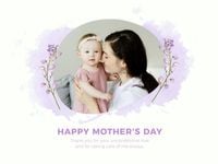 紫色の水彩画ハッピー母の日 メッセージカード