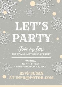 holiday, celebration, occasion, White And Grey Christmas Party Invitation Template