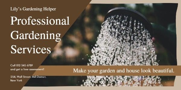 cultivation, flowering, house, Brown Planting Gardening Service Twitter Post Template