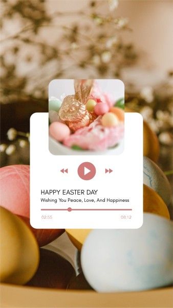 festival, holiday, greeting, Yellow And Pink Minimal Song Playlist Easter Day Instagram Story Template