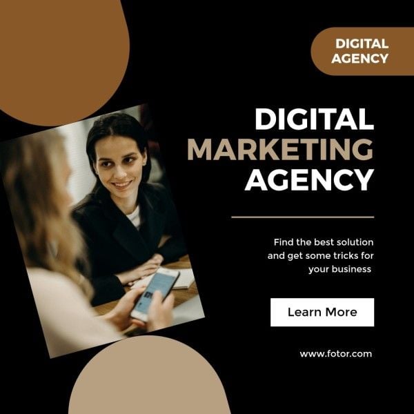 measure, tip, small business, Dark Digital Marketing Agency Instagram Post Template