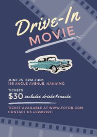 film, cinema, drive in movie, Drive-in Movie Flyer Template