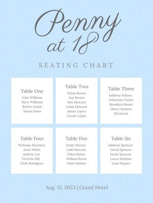 Blue And White Background Seating Chart