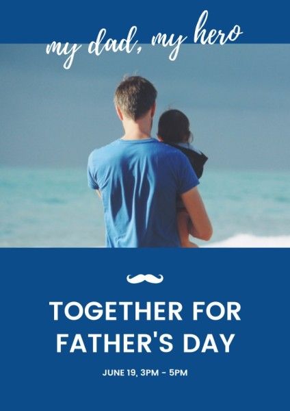 father's day, father, greeting, Blue Dad And Daughter  Flyer Template