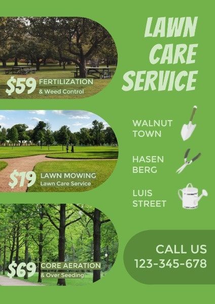 landscaping, gardening, nature, Green Lawn Care Service Poster Template