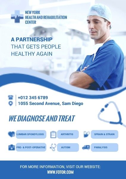 health, hospital, doctor, Rehabilitation Center Poster Template