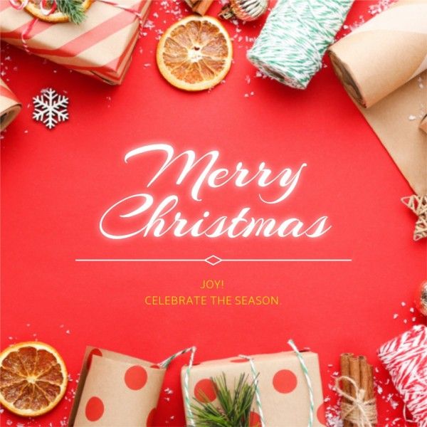 xmas, holiday, wish, Orange Elegant Classic Merry Christmas Instagram Post Template