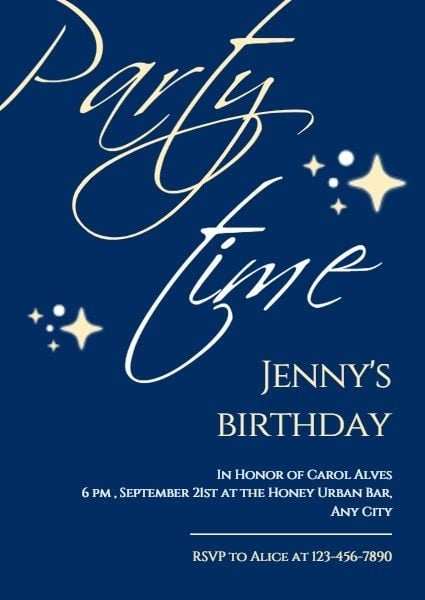 happy birthday, events, celebrate, Blue Shining Birthday Party Invitation Template