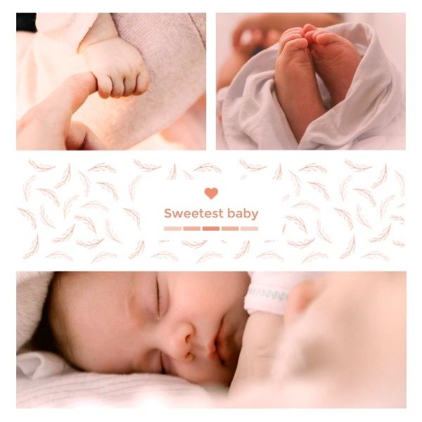 sweet, heart, love, Pink Baby Collage Instagram Post Template