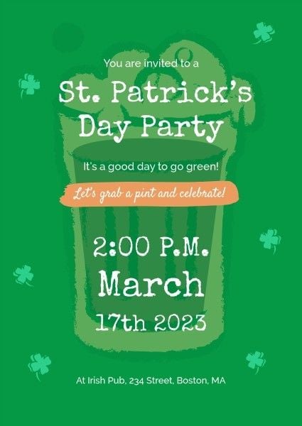 st patrick day, saint patrick, 3.17, St. Patrick Day Invitation Template