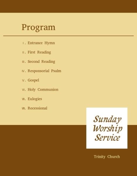 church, targee, life, Yellow Sunday Worship Service Program Template