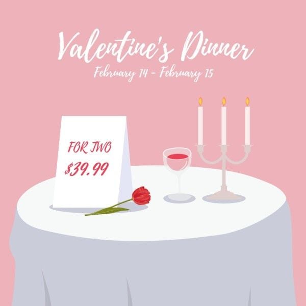 Pink Valentine's Dinner Ins Ad Instagram Ad