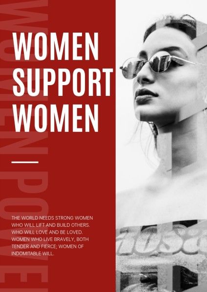 红色国际妇女节活动 英文海报