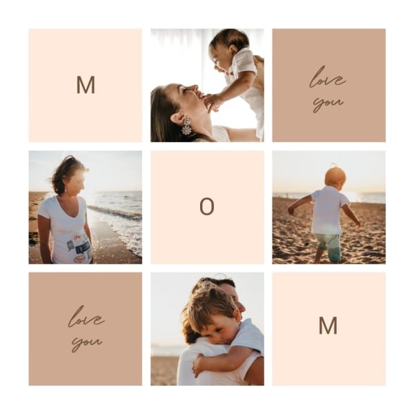 Brown Modern Clean Mother's Day Photo Collage (Square)