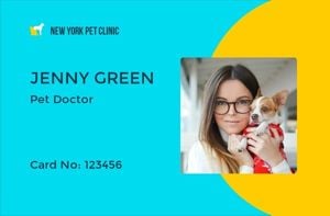 veterinary, dog, membership card, Blue And Yellow Simple Pet Clinic Pet Doctor ID Card Template