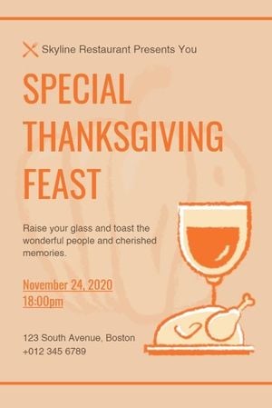 restaurant, dinner, gathering, Special Thanksgiving Feast Pinterest Post Template