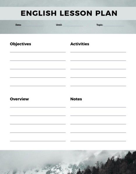 snow, mountain, life planner, White February Life Lesson Plan Template
