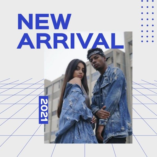 cloth, brand, brand building, Blue Denim New Arrival Collection Instagram Post Template