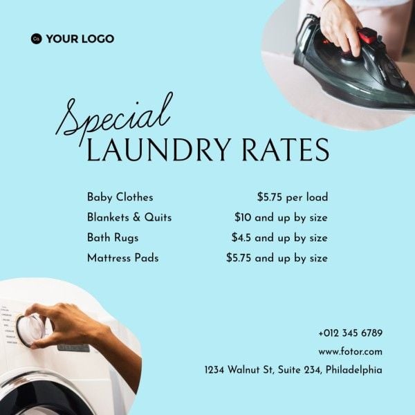 cleaning, store, business, Laundry Service Price List Instagram Post Template