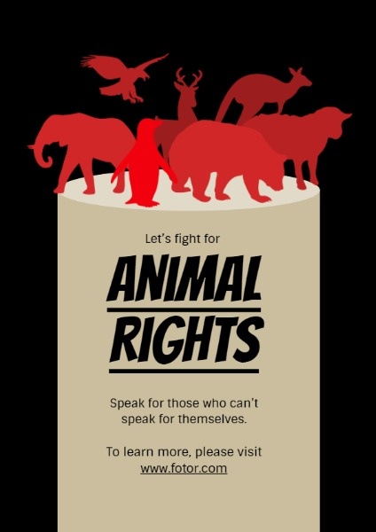 動物シルエット 動物の権利 チラシ