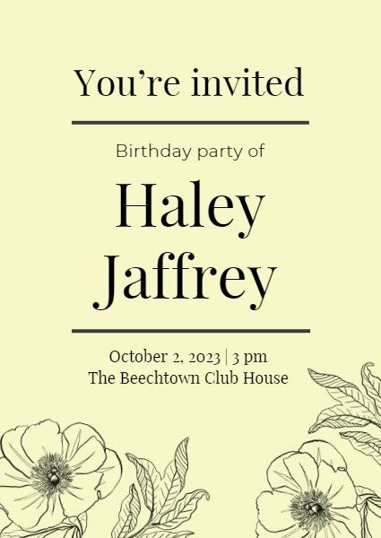 party, anniversary, happy, Yellow Birthday Invitation Template