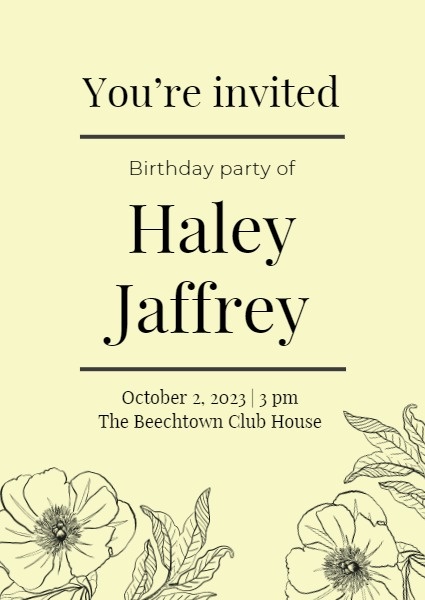 Yellow Birthday Invitation Invitation