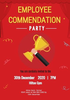 invitation, party, annual meeting, Employee Commendation Poster Template