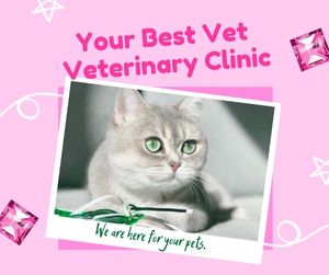 hospital, animal hospital, pet care, Pink Best Pet Veterinary Clinic Facebook Post Template