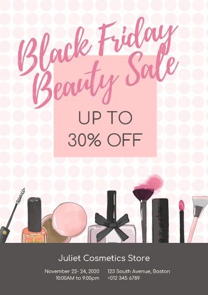 cosmetics, events, promotions, Black Friday Beauty Sale Poster Template