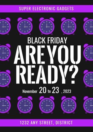 紫色和黑色电子产品黑色星期五促销 英文海报