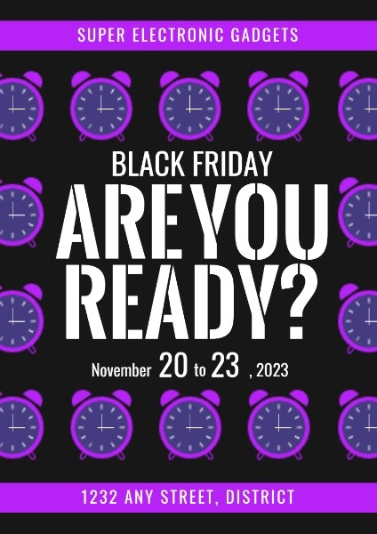 紫色和黑色电子产品黑色星期五销售 英文海报