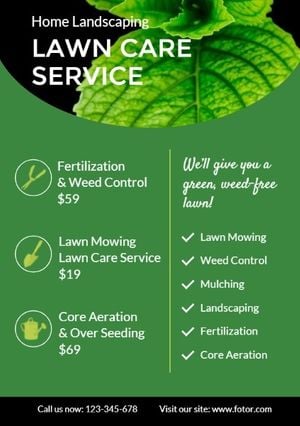 lawn, gardening, garden, Green Landscaping Service Flyer Template